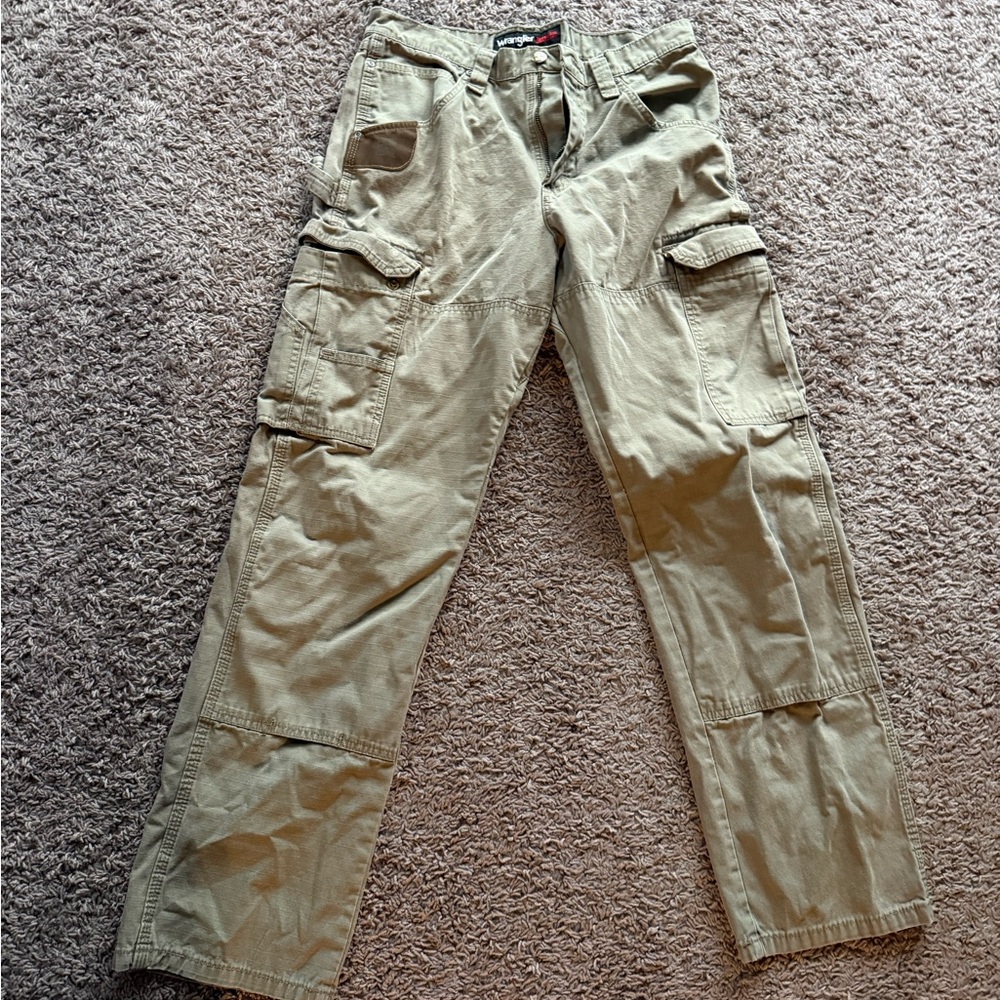 Wrangler Tan Cargo Pants Durable Cotton Blend